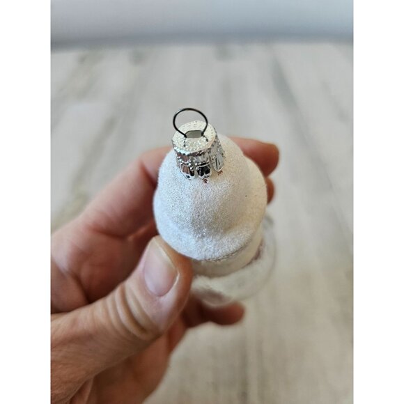 Snowman glass ornament flocked Xmas set - Picture 6 of 6